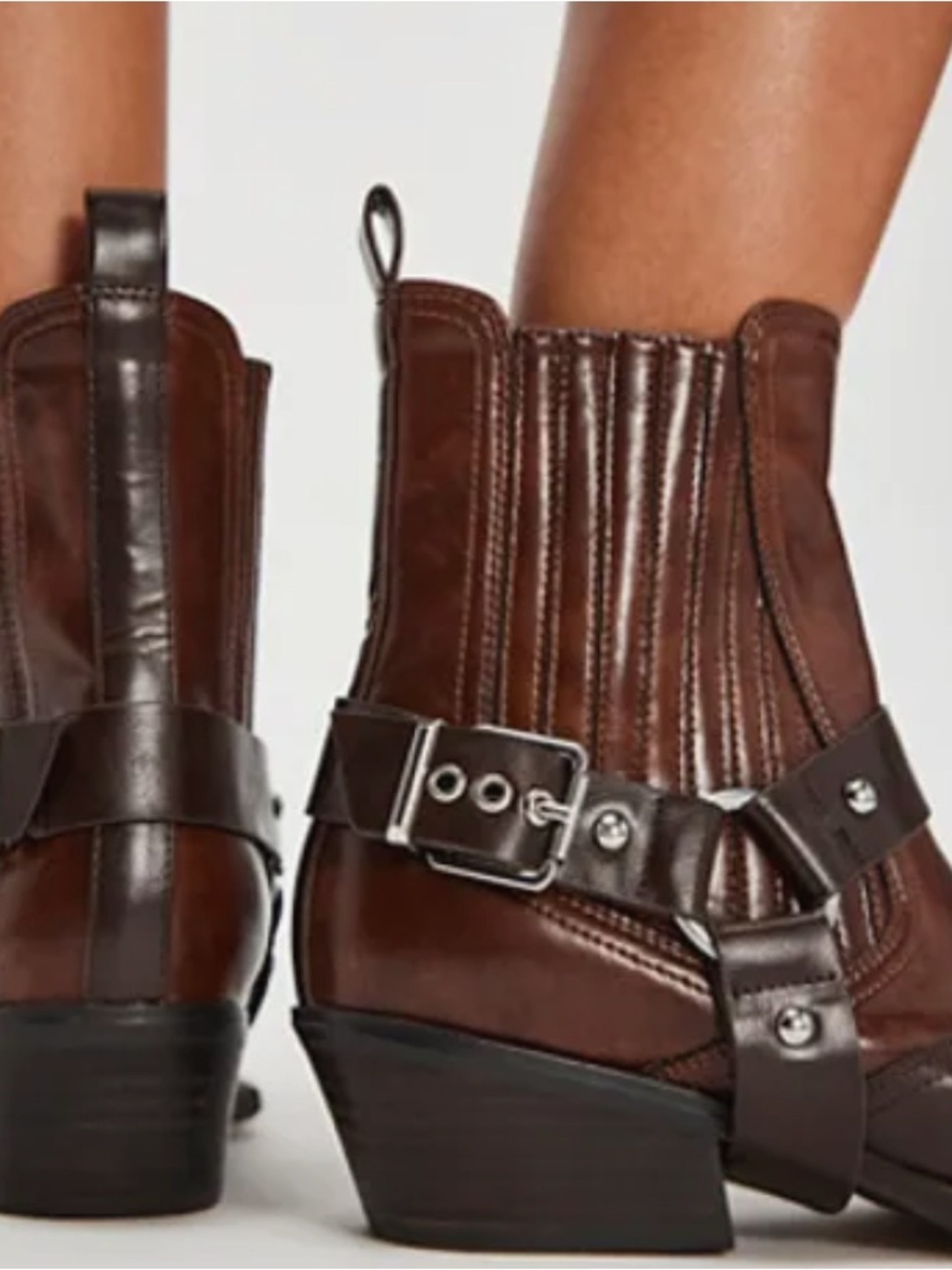 Free People Brown Leather Ankle Boots